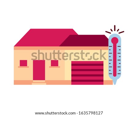 house building front facade with thermometer vector illustration design