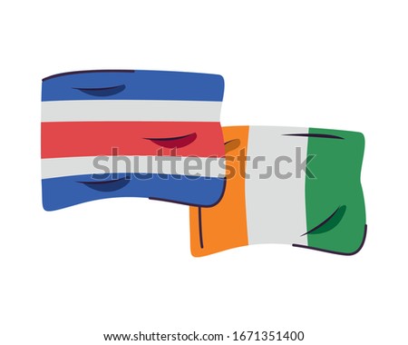 cote dlvoire and costa rica flags countries isolated icon vector illustration design