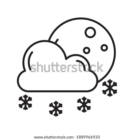 cloud and moon with snowflakes weather line style icon vector illustration design
