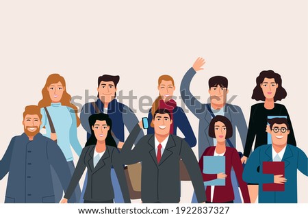 group of ten business persons back to office characters vector illustration design