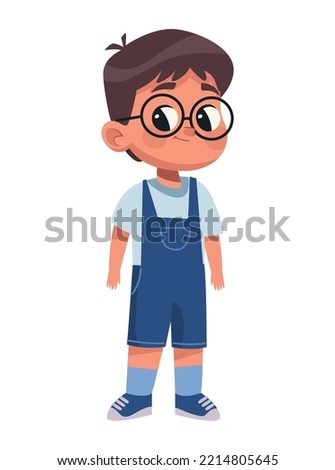 Similar – Image, Stock Photo Boy wearing glasses and looking at a display of a mobile under the supervision of an adult