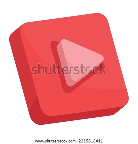 play button square isometric icon