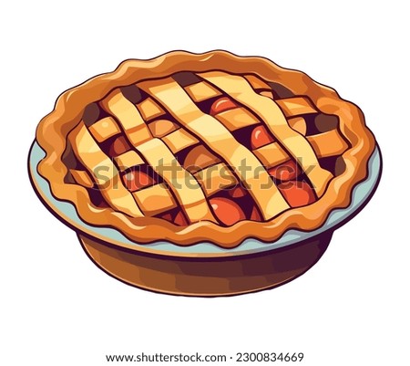 Freshly baked apple pie on yellow plate isolated