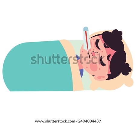 kawasaki disease girl on bed illustration