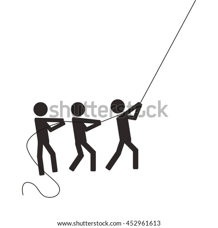 flat design people pictogram pulling cord icon vector illustration