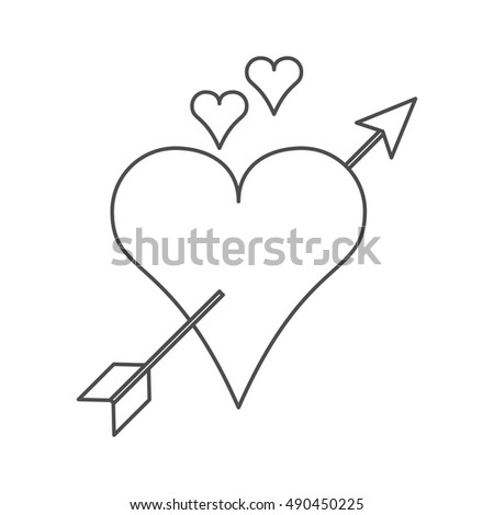 Isolated arrow through heart design