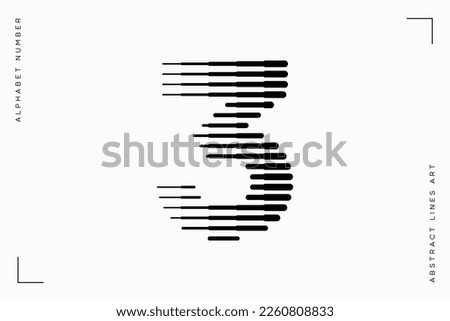 Number 3 logo lines abstract modern art vector illustration