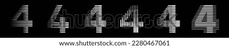 Set numbers four 4 logo lines abstract modern art vector illustration