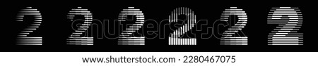 Set numbers two 2 logo lines abstract modern art vector illustration