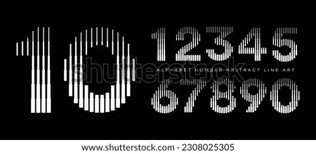 Number Font Logo Icon Geometric Vertical Stripe Lines Set
