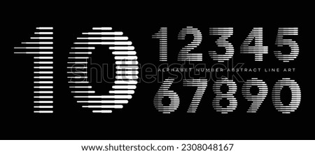 Modern Number Font with Horizontal Line Pattern