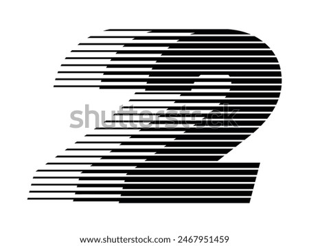 Number 2 Logo Icon Geometric Horizontal Stripe Motion Speed Lines