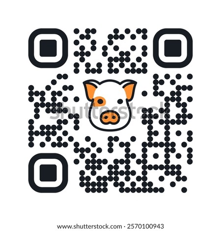 Smartphone readable QR code Oink with pig icon. Vector illustration