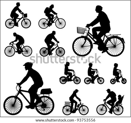 Similar – Image, Stock Photo Silhouette of people, riding a bike or strolling in the sunshine