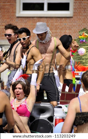MONTRAL- AUGUST 19: Unidentified participants at the Montreal Pride parade Celebrations festival on August 19, 2012, Montreal, Canada. This event has a mandate to involve, educate and entertain