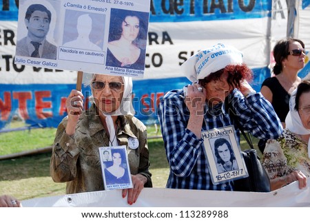 BUENOS AIRES, ARGENTINA - NOV 17: An unidentified woman marches in Buenos Aires, Argentina with 