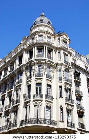 Famous and nice 19th - century historic European building of downtown Buenos Aires, Argentina., South America