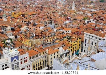 Venice, Italy cityscape - view from Campanile di San Marco. UNESCO World Heritage Site.