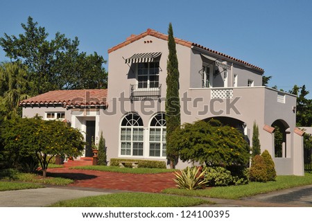 Typical gated community residence in Coral Gable, Miami, South Florida,