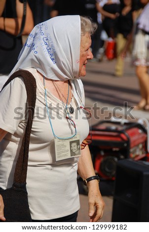 BUENOS AIRES, ARGENTINA - NOV 17: An unidentified woman marches in Buenos Aires, Argentina with 