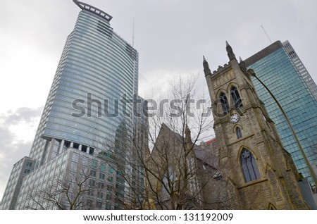 MONTREAL CANADA MARCH 10:St. George\'s Anglican Church is named for Saint George, the patron saint of England was designated National Historic Site of Canada in 1990 on march 10 2013 in Montreal Canada