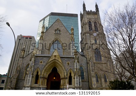 MONTREAL CANADA MARCH 10:St. George\'s Anglican Church is named for Saint George, the patron saint of England was designated National Historic Site of Canada in 1990 on march 10 2013 in Montreal Canada