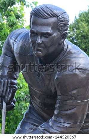 GATINEAU CANADA JUNE 30: The monument to Maurice Richard is located in Jacques-Cartier Park, on june 30 2013 in Gatineau Canada. The \