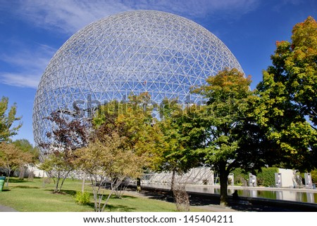 MONTREAL, CANADA - OCT. 17: the geodesic dome called Montreal Biosphere on oct. 17, 2010 in Montreal, Canada. This museum dedicated to water and the environment and It\'s located at Parc Jean-Drapeau.