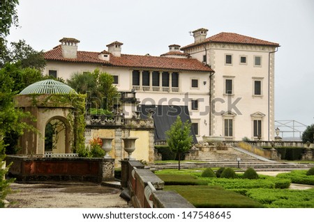 The Vizcaya Museum and Gardens, is the former villa and estate of businessman James Deering, of the Deering McCormick-Internati onal Harvester fortune, on Biscayne Bay in Coconut Grove, Miami, Florida