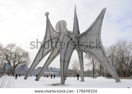 MONTREAL CANADA - FEB. 24:The Alexander Calder sculpture L\'Homme French for \