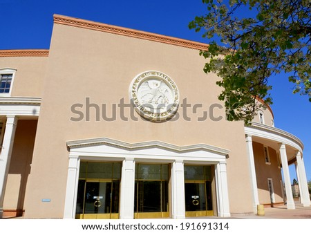 New Mexico State Capitol, located in Santa Fe, New Mexico, is the house of government of the U.S. state of New Mexico. It is the only round state capitol in the United States known as \