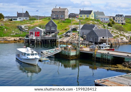 PEGGY\'S COVE NOVA SCOTIA JUNE 6: Typical fisherman village in Peggy\'s Cove a small rural community located on the eastern shore of St. Margarets Bay in Nova Scotia on june 6 2014.