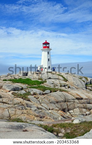 PEGGY\'S COVE NOVA SCOTIA JUNE 6: The lighthouse of Peggy\'s Cove a small rural community located on the eastern shore of St. Margarets Bay on june 6 2014.