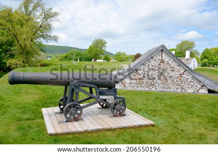 ANAPOLIS ROYAL NOVA SCOTIA MAY 27:The Powder Magazine of Fort Anne is a typical star fort built to protect the harbour of Annapolis Royal, Nova Scotia. On may 27 2014