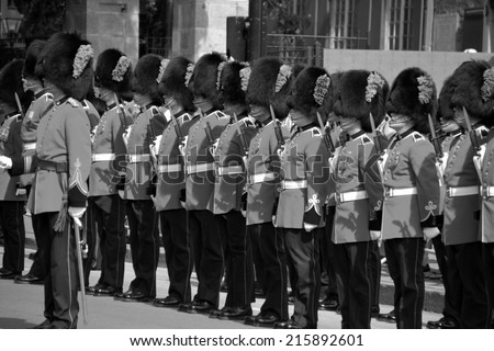 MONTREAL CANADA SEPT 02: Parade of soldier of the Royal 22nd Regiment and colloquially The Van Doos is an infantry regiment of the Canadian Army on sept. 02 2014 in Montreal Quebec Canada