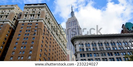 NEW YORK CITY, NY - OCT 29: Midtown and the Empire State Building on oct. 29, 2013 in New York City. Empire State Building is a 102-story landmark was world\'s tallest building for more than 40 years