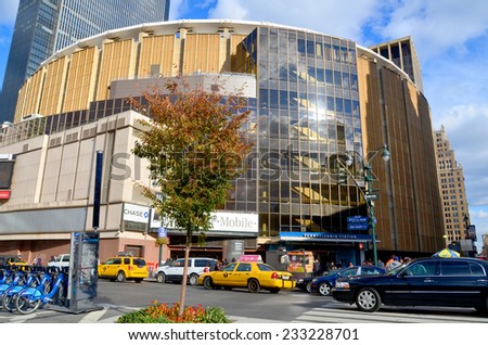 NEW YORK CITY, NY OCT 3: Madison Square Garden is an indoor arena that sits above Penn Station. It is home to the NY Knicks (NBA), NY Rangers (NHL) and NY Liberty (WNBA), oct 3rd, 2013 in NYC