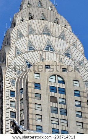 NEW YORK USA OCTOBER 27: Details of the Chrysler building facade on October 27, 2013 in New York, was the world\'s tallest building before it was surpassed by the Empire State Building in 1931.