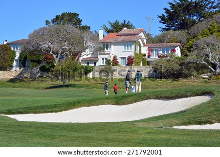 PEBBLE BEACH, CALIFORNIA APRIL 10, 2015 : The public golf course of Pebble Beach, near Monterey, California, USA, april 10, 2015, in Monterey, California, USA