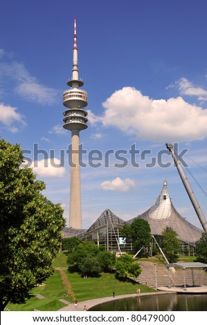 Munich, Germany. The Olympiaturm has an overall height of 291 m and a weight of 52,500 tonnes. At a height of 190 m there is an observation platform as well as a small rock and roll museum.