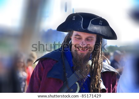 MONTREAL-CANADA-SEPTEMBER 18: Man participating as a pirates at Les Grands voiliers sur les Quais 2011Tall Ships on the Quays festival, on September 18, 2011 at Montreal, Canada