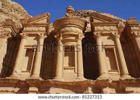 Petra meaning rock is a historical and archaeological city in the Jordanian governorate of Ma\'an that is famous for its rock cut architecture and water conduits system.