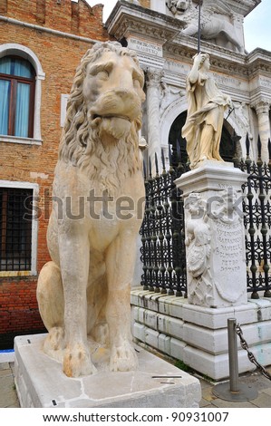 The lion has long been a traditional symbol of Venice. It is one symbol of Mark the Evangelist (the apostle), who has been the is the city\'s patron saint, Venice, Ital