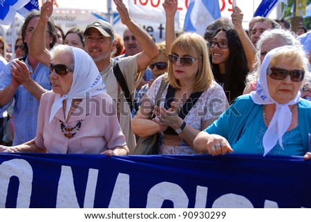 BUENOS AIRES, ARGENTINA - NOV 17: Unidentified women march in Buenos Aires, Argentina with \