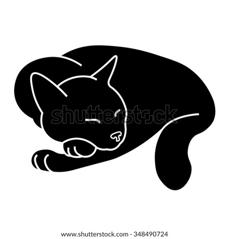 Cartoon Cat Sleeping Outline clip art Free Vector / 4Vector