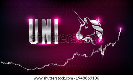 abstract futuristic technology background of UNISWAP digital cryptocurrency  and market graph