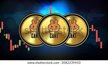 abstract futuristic technology background of PancakeSwap (CAKE) Price graph Chart coin digital cryptocurrency