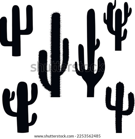 Cactus silhouettes set icon, SVG Vector Illustration