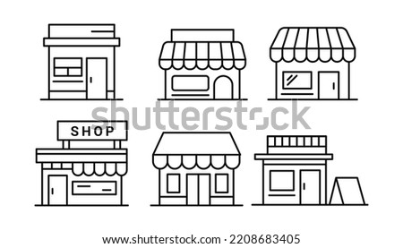 Store building set design. Store icon