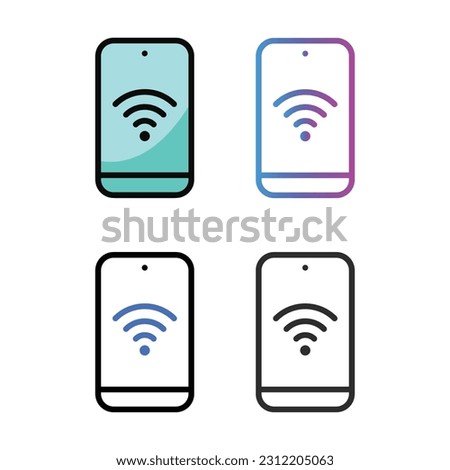 Wifi symbol with phone icon design in four variation color